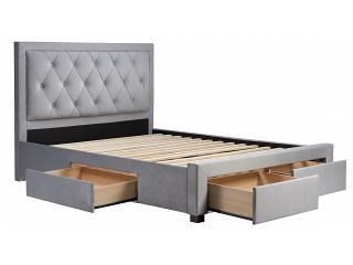4ft6 Double Woodberry Velvet Grey Fabric Upholstered 4 Drawer Storage Bed Frame